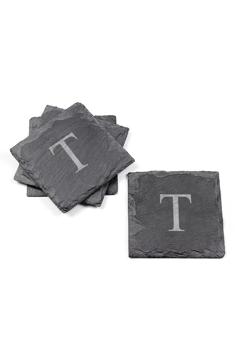 Cathy's Concepts Monogram Slate Coasters, Main, color, 
