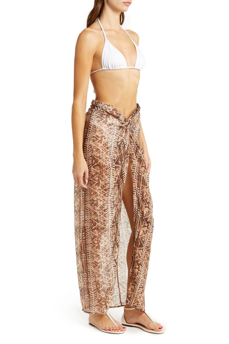 Twist Front Sarong Skirt, Alternate, color, BROWN TULUM
