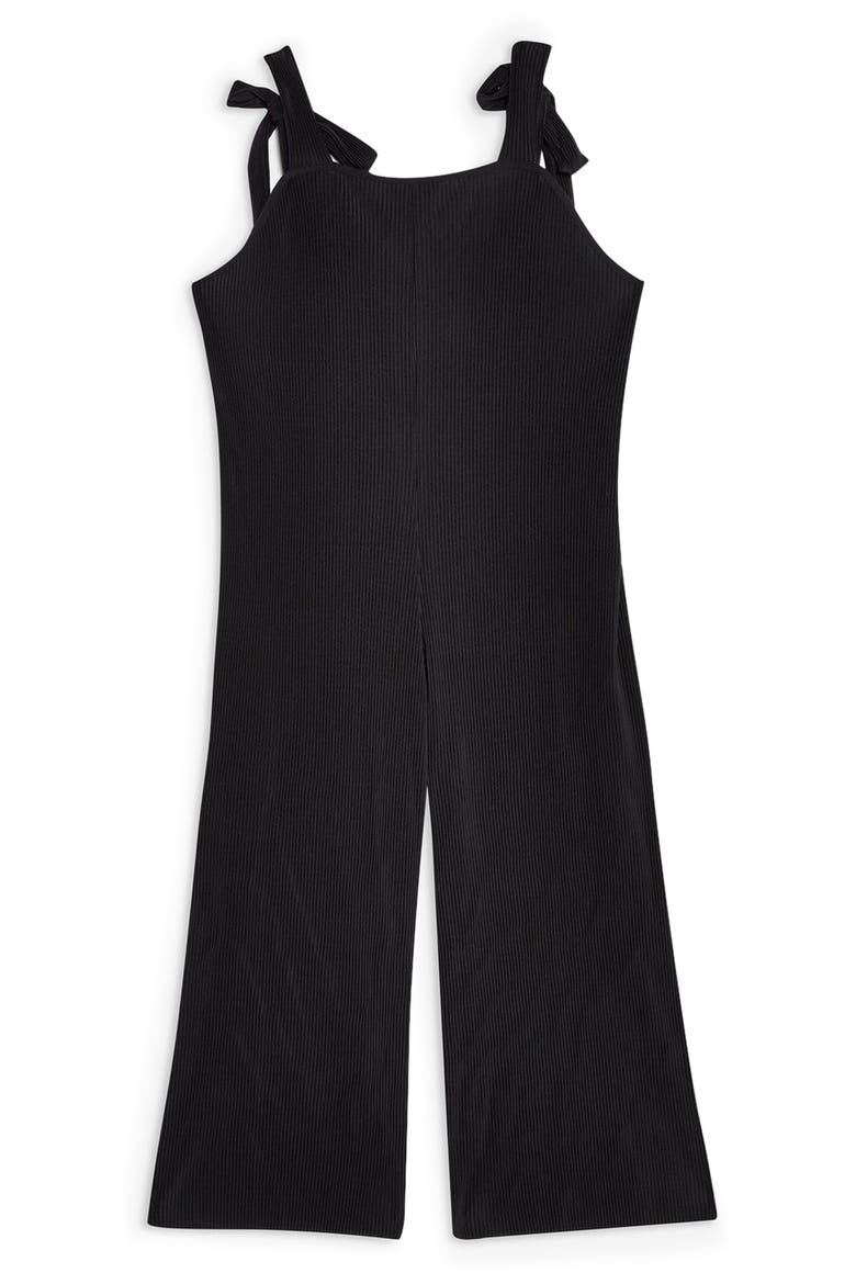 Tie Shoulder Crop Jumpsuit, Alternate, color, BLACK