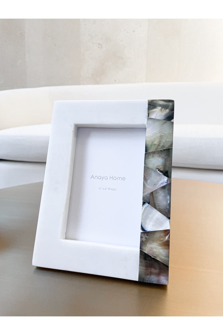 Grey Mother of Pearl Marble Picture Frames, Alternate, color, White
