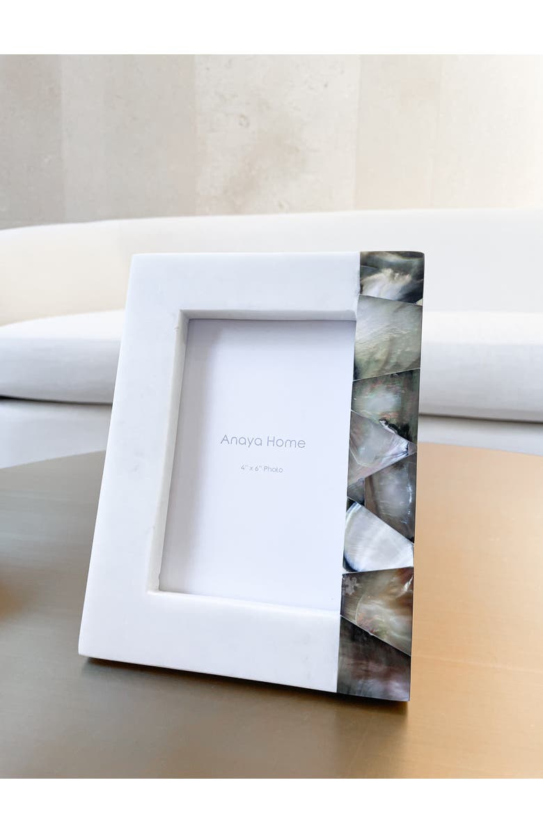 Anaya Grey Mother of Pearl Marble Picture Frames, Alternate, color,
