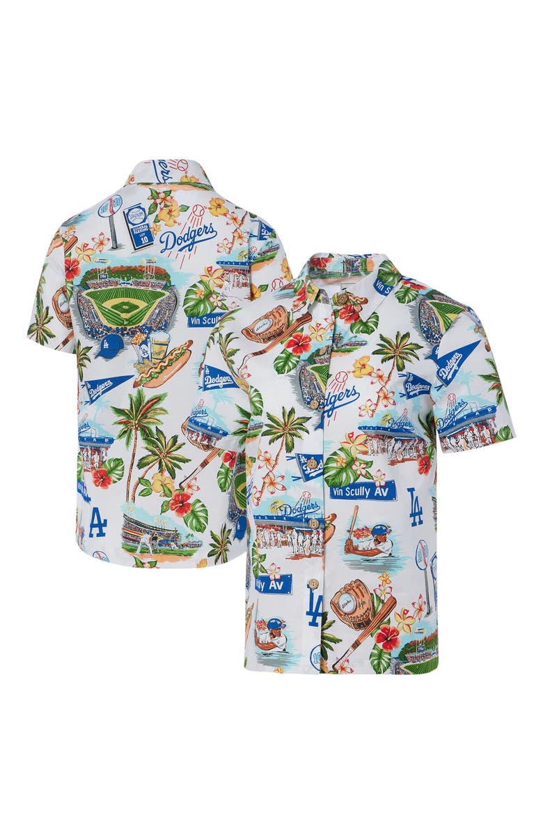 Reyn Spooner Women's Reyn Spooner White Los Angeles Dodgers Scenic Button-Up Shirt, Alternate, color, 