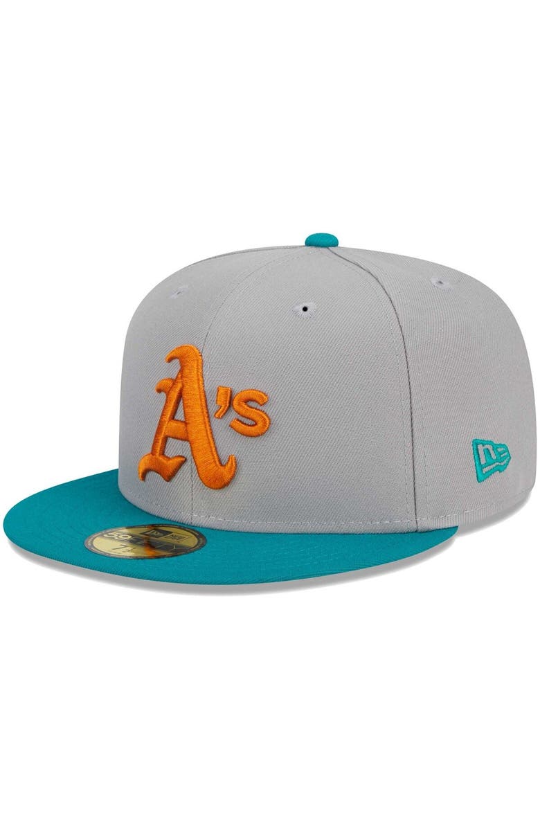 New Era Men's New Era Gray/Teal Oakland Athletics 59FIFTY Fitted Hat, Alternate, color, Gray