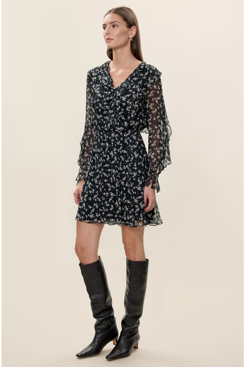 Ditsy Floral Dress, Alternate, color, Black Multi
