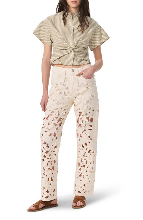 Rag & Bone Womens Blue Logan Floral Cut-out Wide-leg Denim Jeans