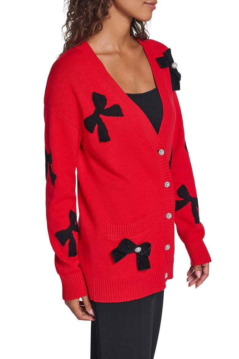 Bow Cardigan, Alternate, color, ADMIRAL RED/ BLACK