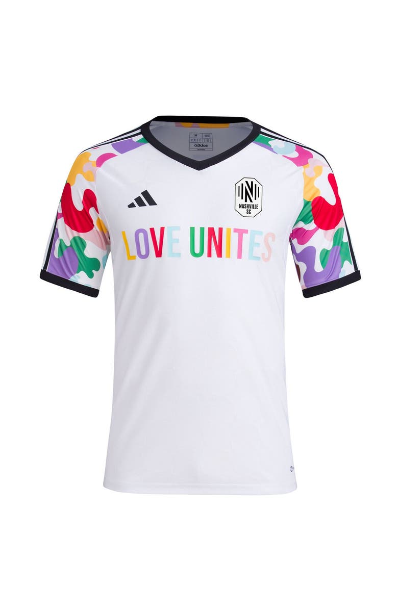 adidas Men's adidas White Nashville SC 2023 Pride Pre-Match Top, Alternate, color, 