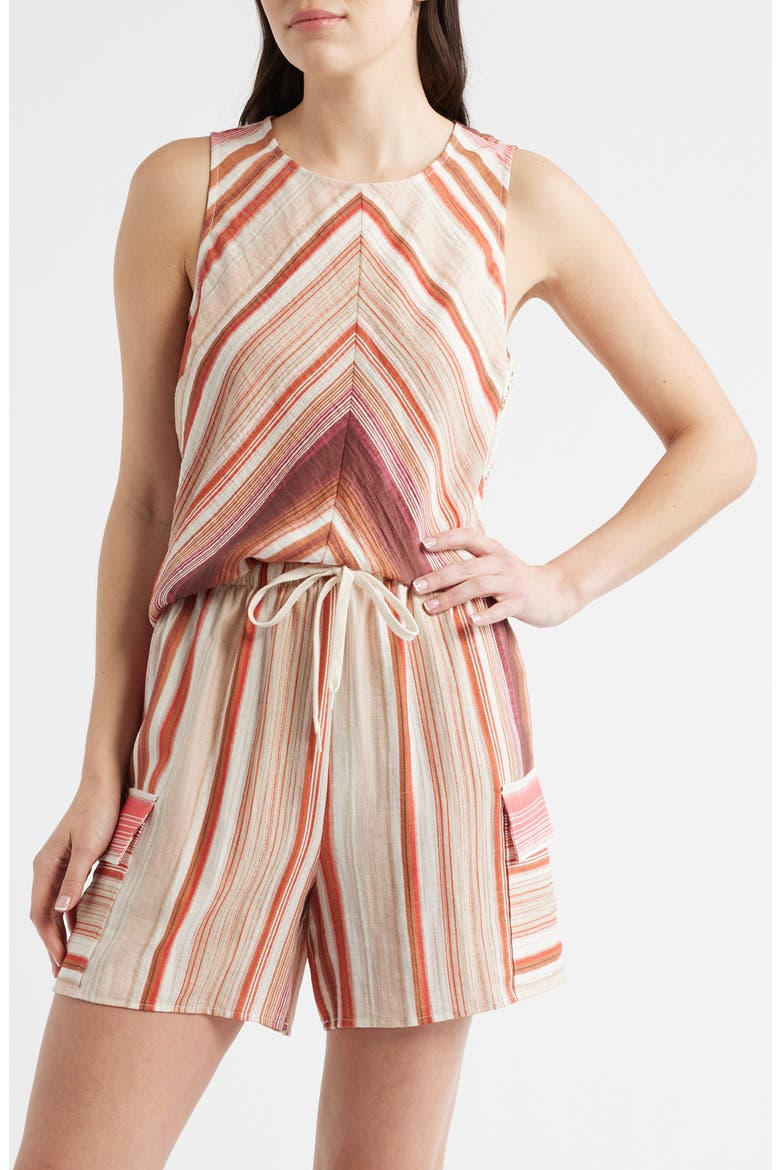 Chevron Print Sleeveless Top, Main, color, RED MULTI