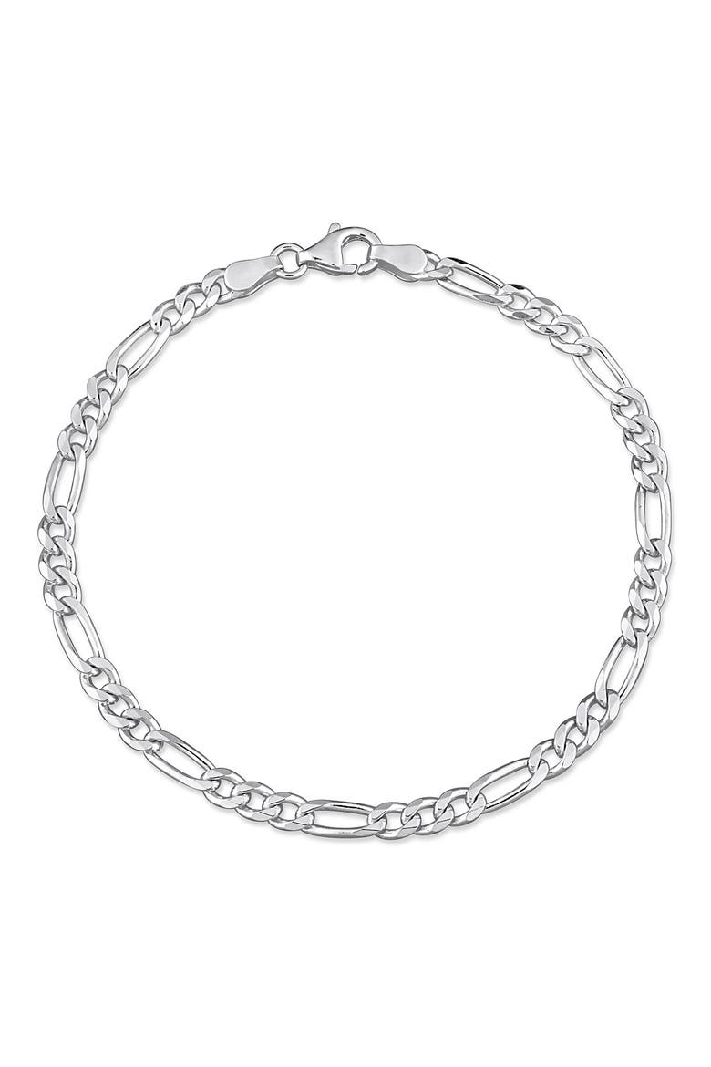 Sterling Silver Figaro Chain Bracelet, Main, color, SILVER