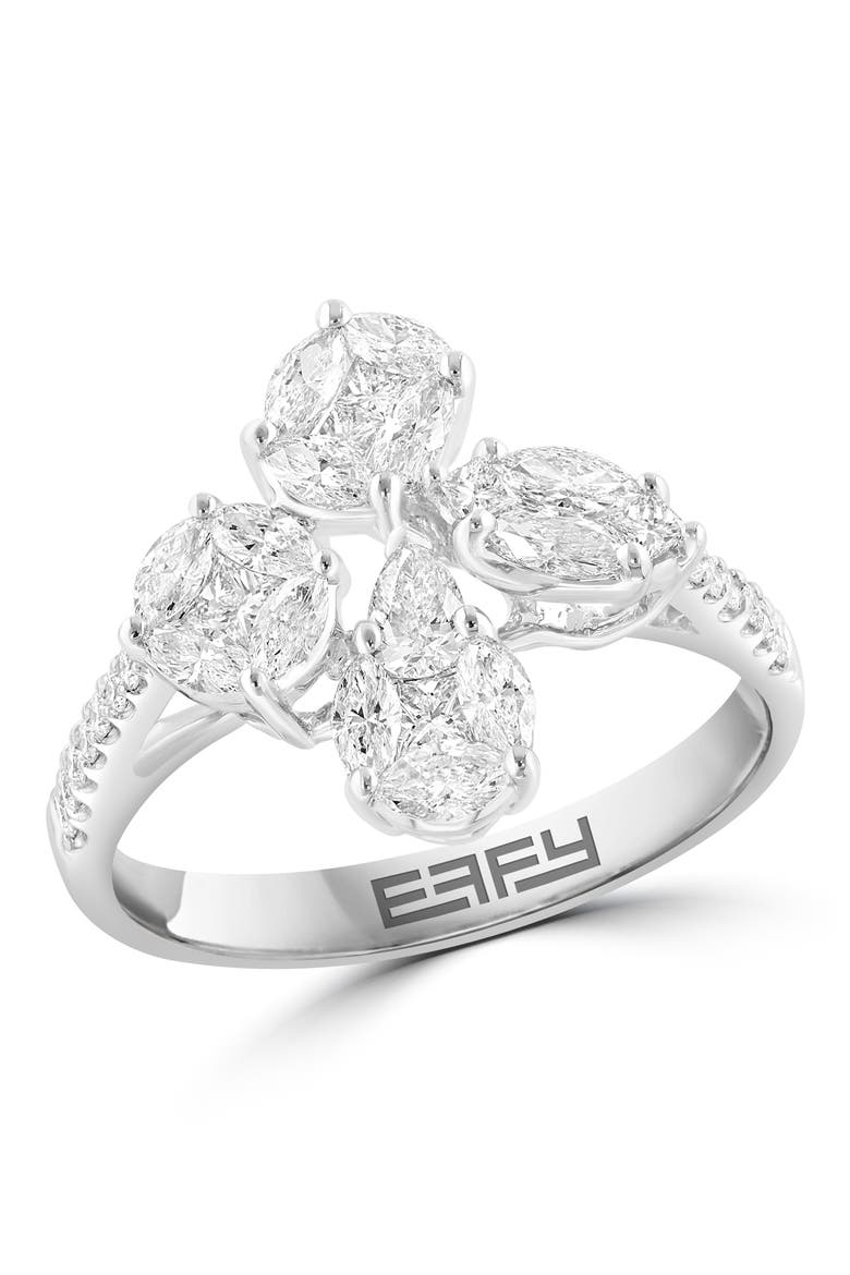 14K White Gold Diamond Ring, Main, color, Hematite and FW Blush Pearl