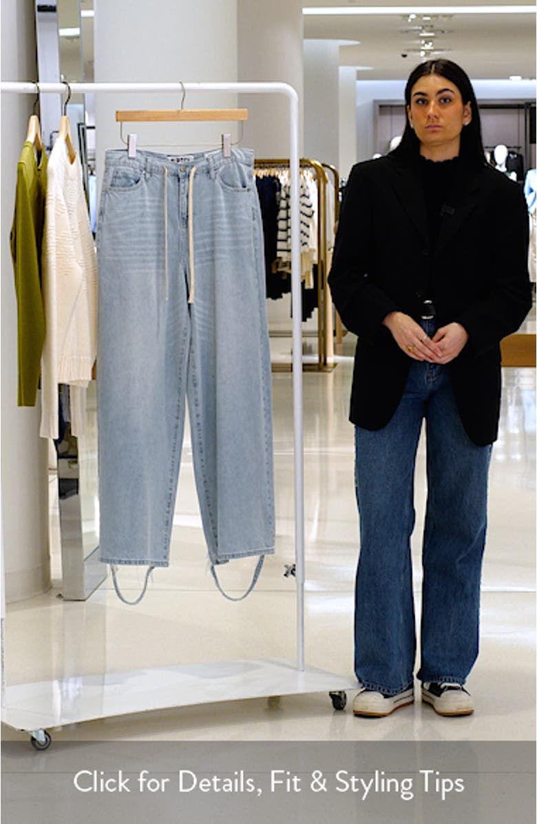 Lyla Tie High Waist Waist Fray Hem Wide Leg Jeans, sales video thumbnail