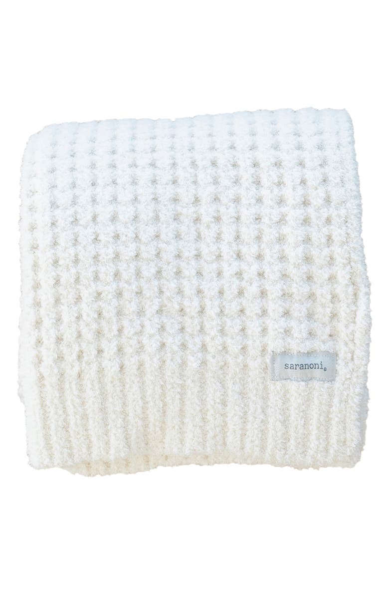 SARANONI Waffle Receiving Blanket, Main, color, Ivory