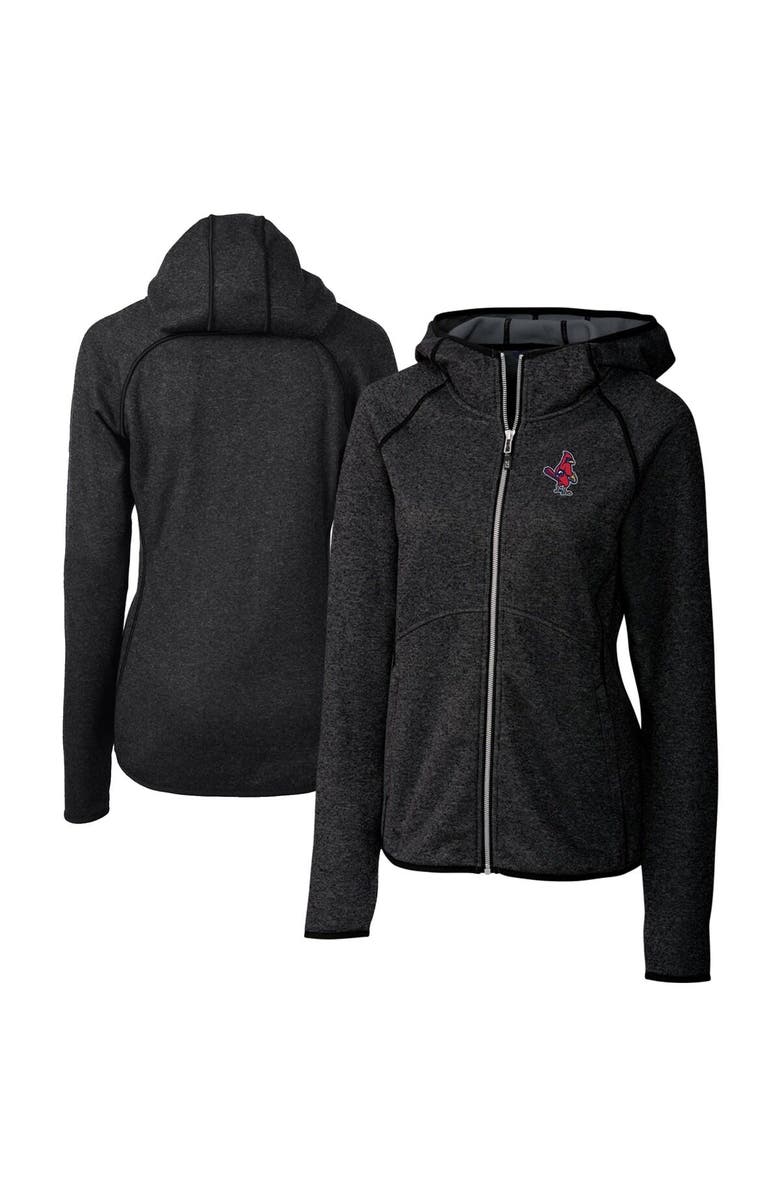 Cutter & Buck Women's Cutter & Buck  Heather Charcoal Memphis Redbirds Mainsail Sweater Knit Raglan Full-Zip Hoodie, Main, color, 