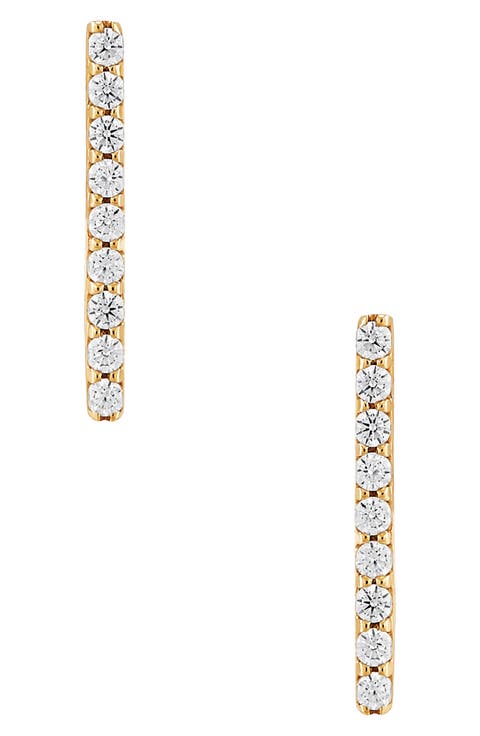 10K Yellow Gold Diamond Bar Stud Earrings