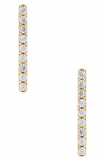 Frankie & Zoe 10K Yellow Gold Diamond Bar Stud Earrings
