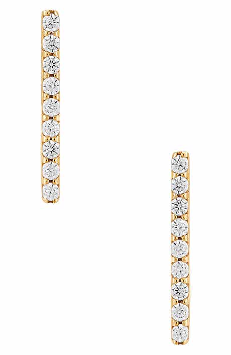 Frankie & Zoe 10K Yellow Gold Diamond Bar Stud Earrings