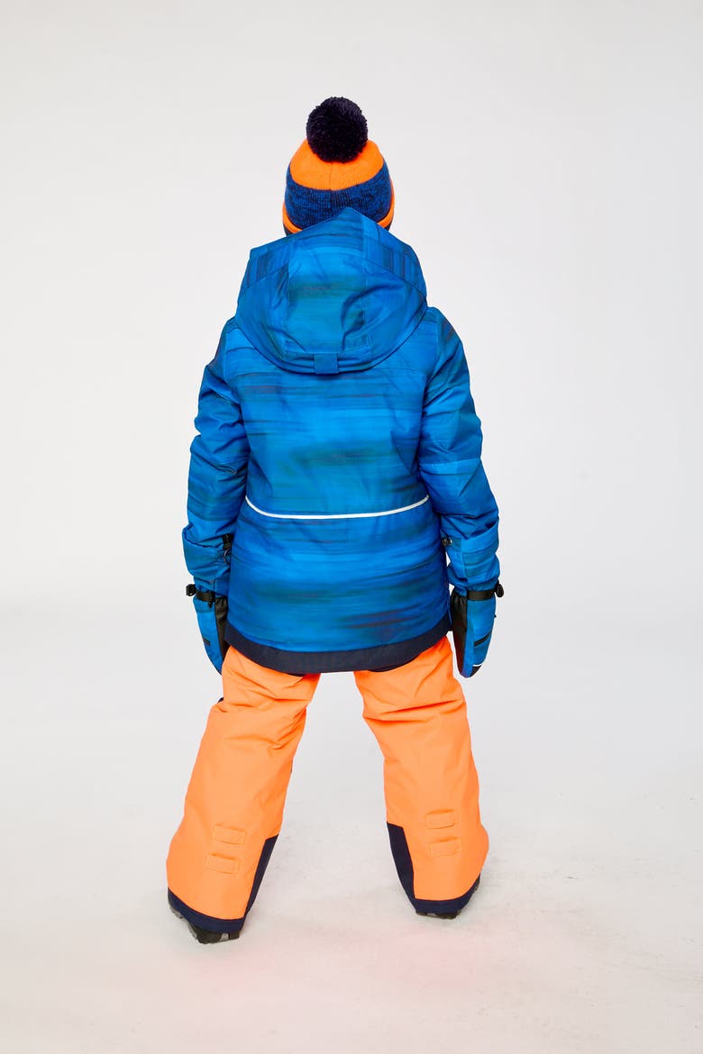 Play Hooded Jacket & Reinforced Pants Two Piece Snowsuit, Alternate, color, Navy Blue and Orange