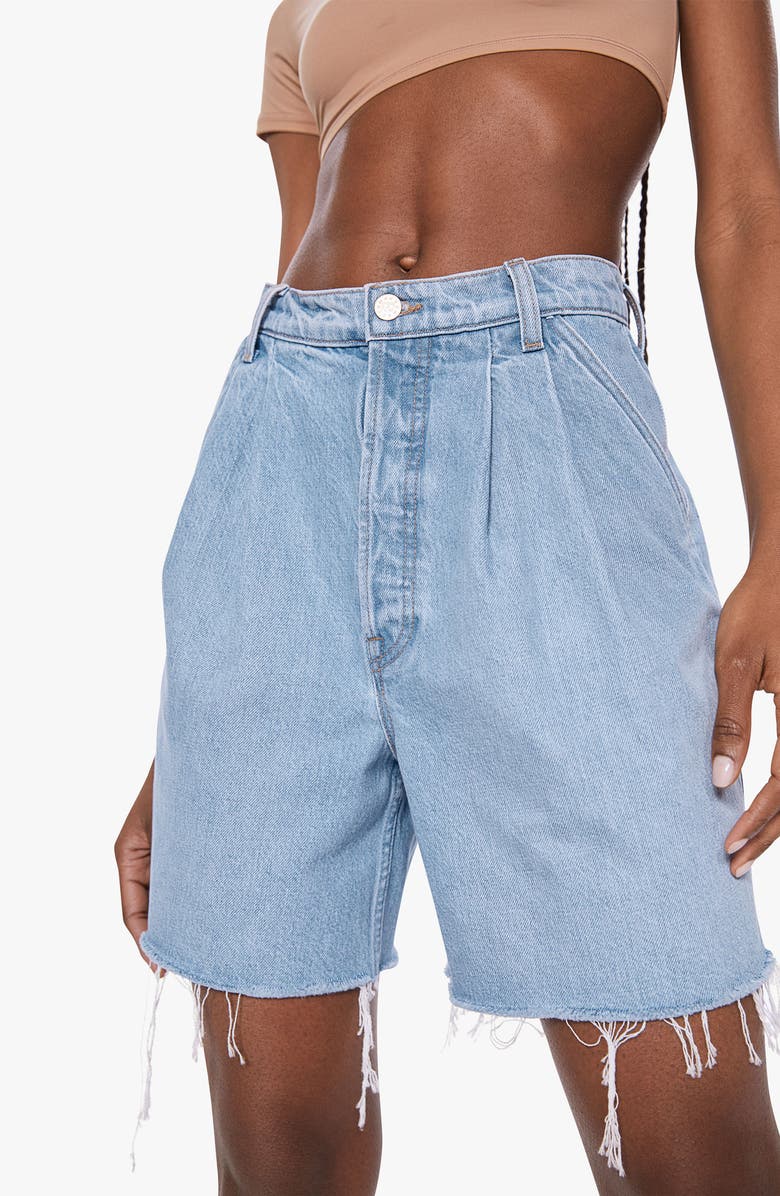 MOTHER SNACKS! Fun Dip Pleated High Waist Raw Hem Relaxed Shorts, Alternate, color,