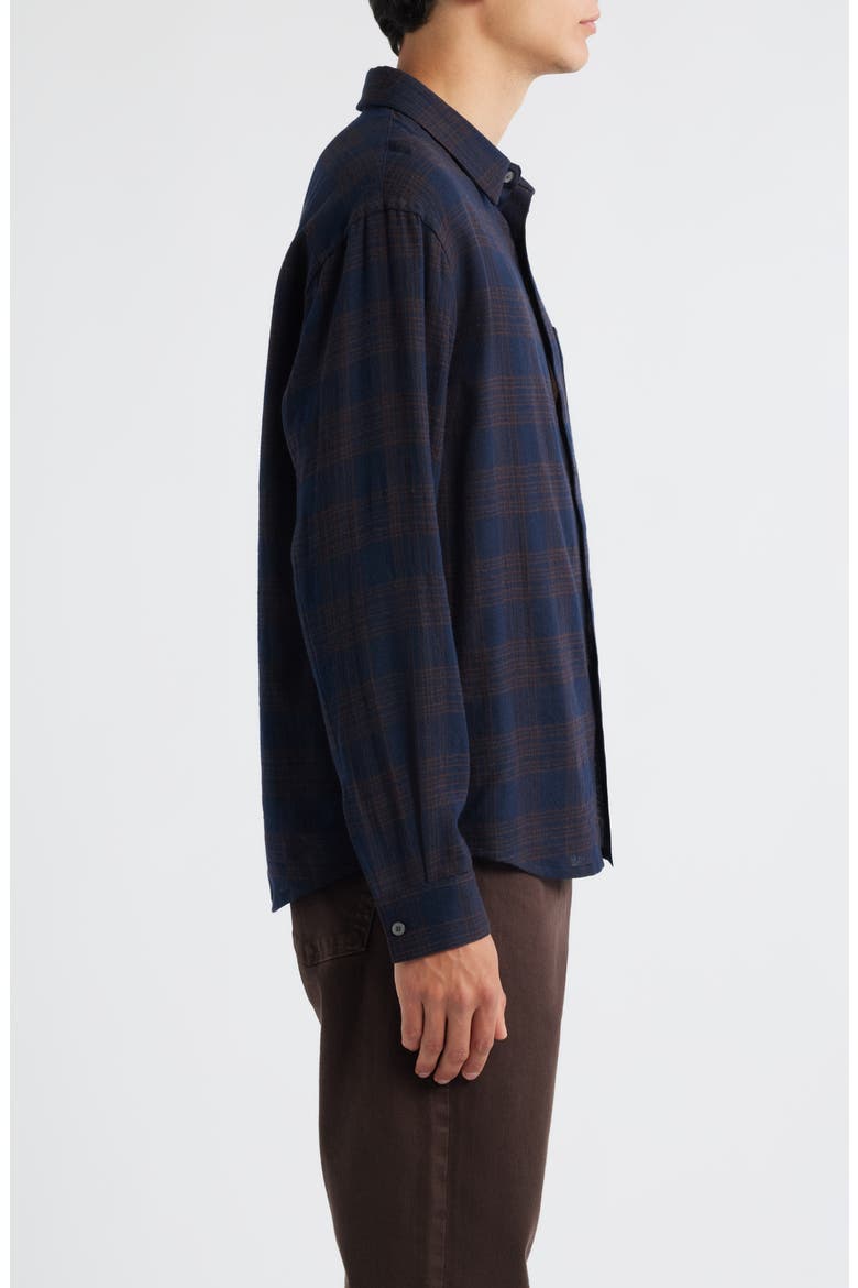 Plaid Virgin Wool Button-Up Shirt, Alternate, color, NAVY MULTI
