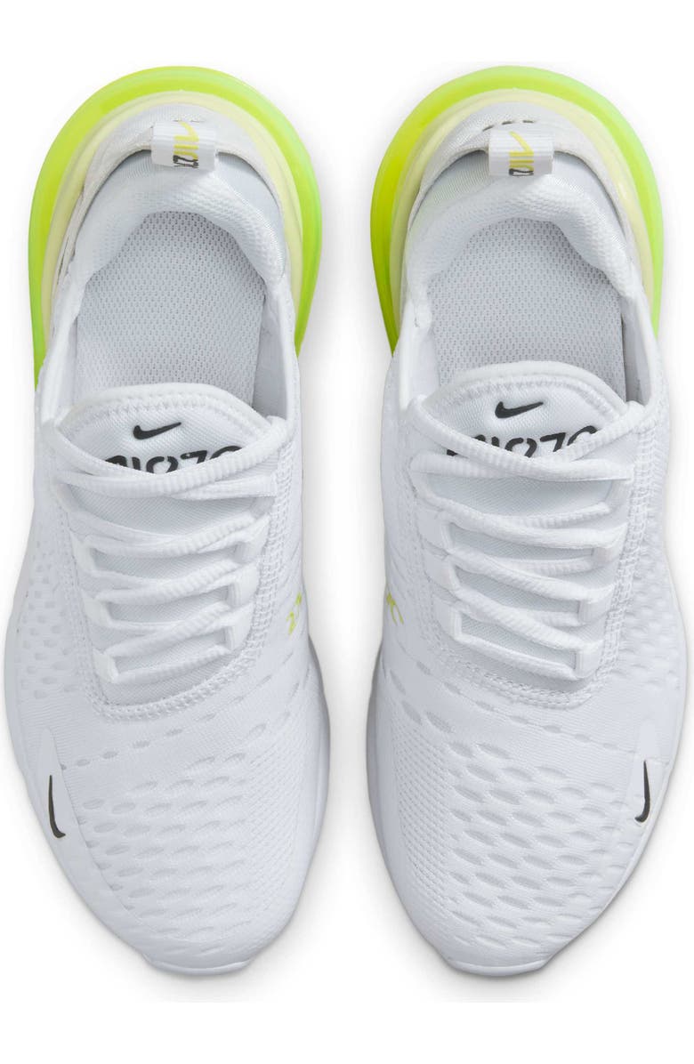 Nike Kids' Air Max 270 Sneaker, Alternate, color, White/ Limelight/ Vast Grey