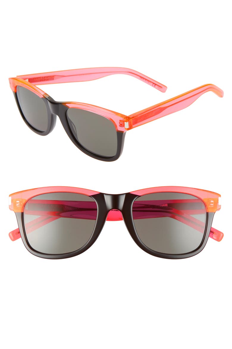 50mm Sunglasses, Main, color, SHINY TRANSPARENT ORANGE/ BLA