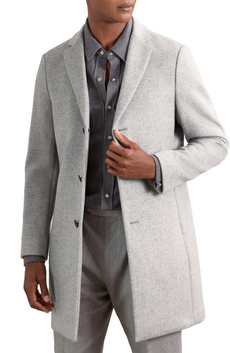 Reiss Gable Felted Wool Blend Overcoat, Main, color, Soft Grey