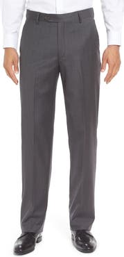 Berle Flat Front Solid Super 130s Wool Gabardine Trousers