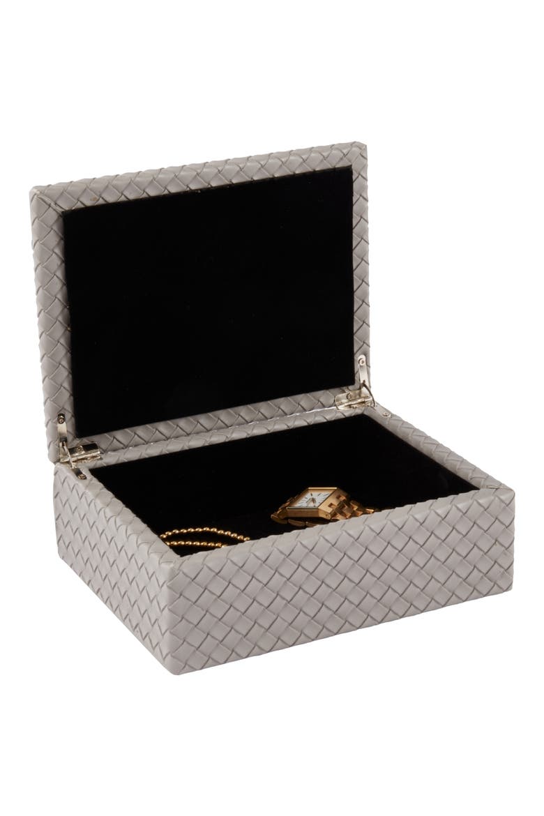 Anastasia Woven Leather Trinket Box, Alternate, color, GREY