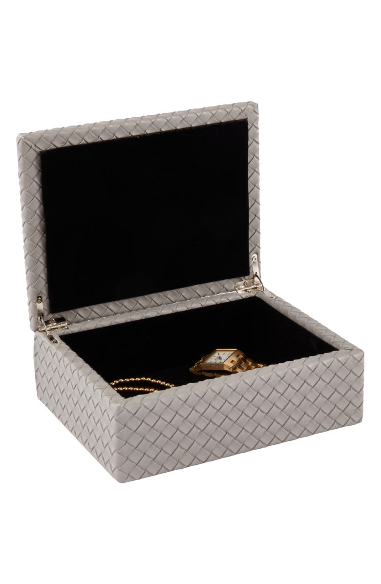 Bey-Berk Anastasia Woven Leather Trinket Box, Alternate, color, Grey