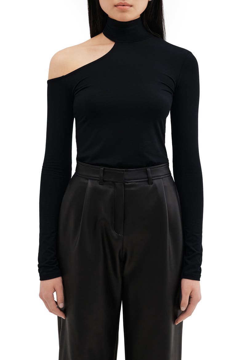 Evan Cutout Turtleneck Top, Main, color, BLACK
