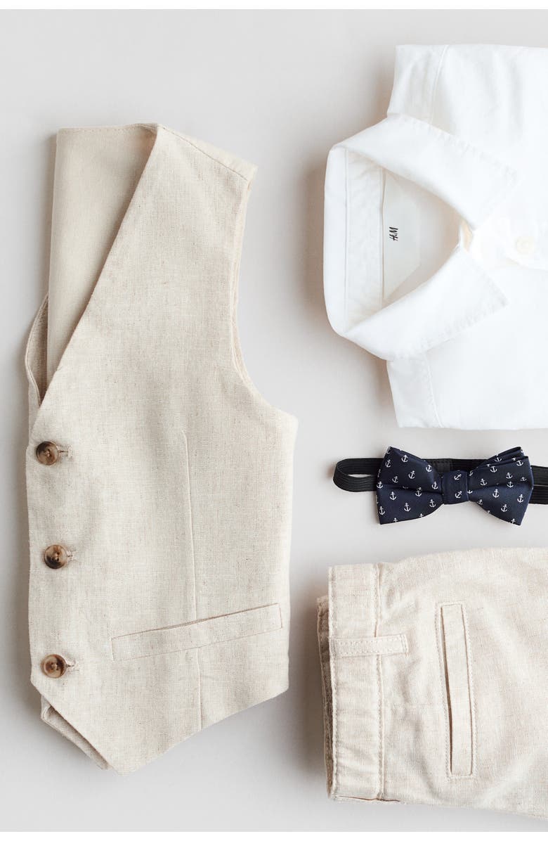 H&M 4-piece Dressy Set, Alternate, color, Light Beige/White