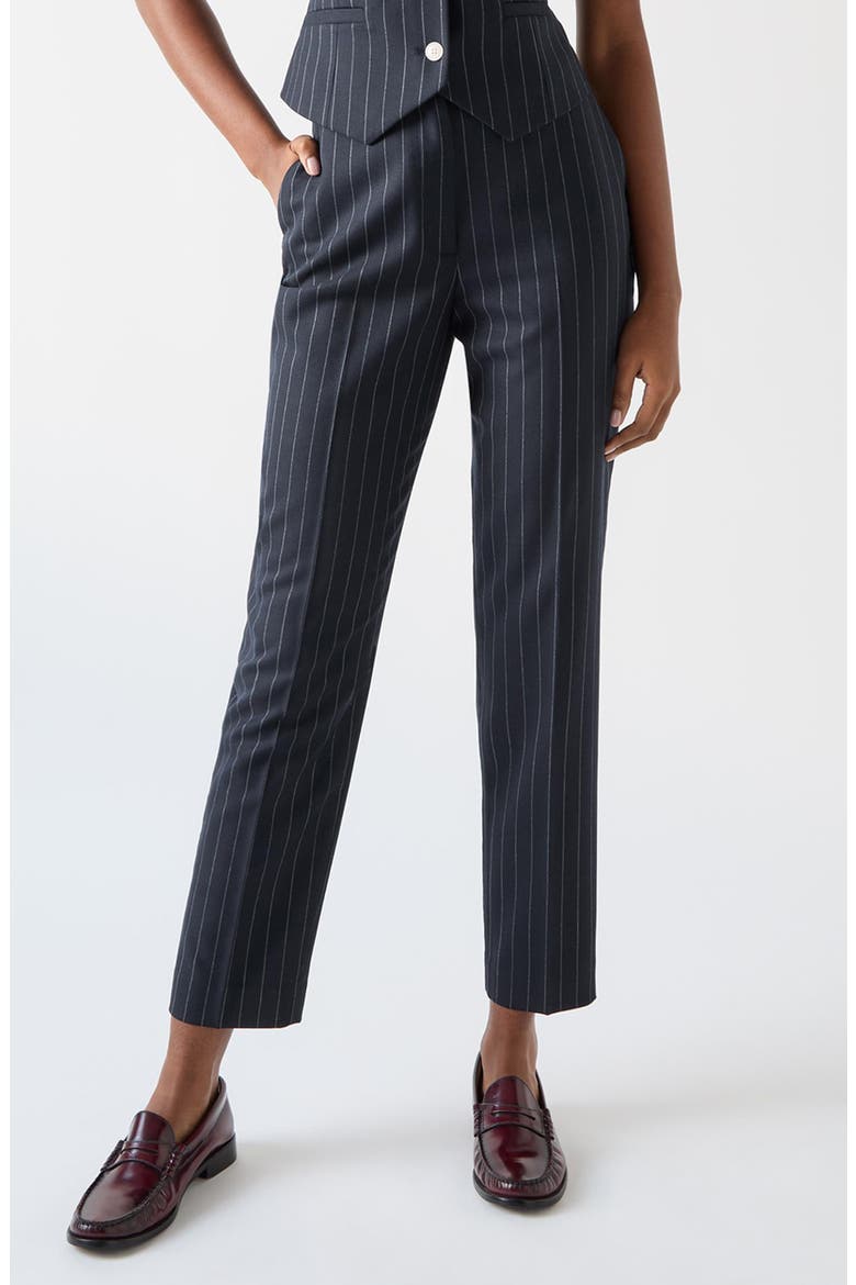 Bella Pinstripe Pants, Main, color, NAVY