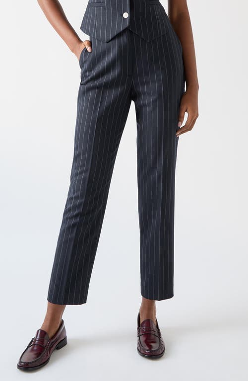 Lk Bennett Bella Pinstripe Pants In Navy