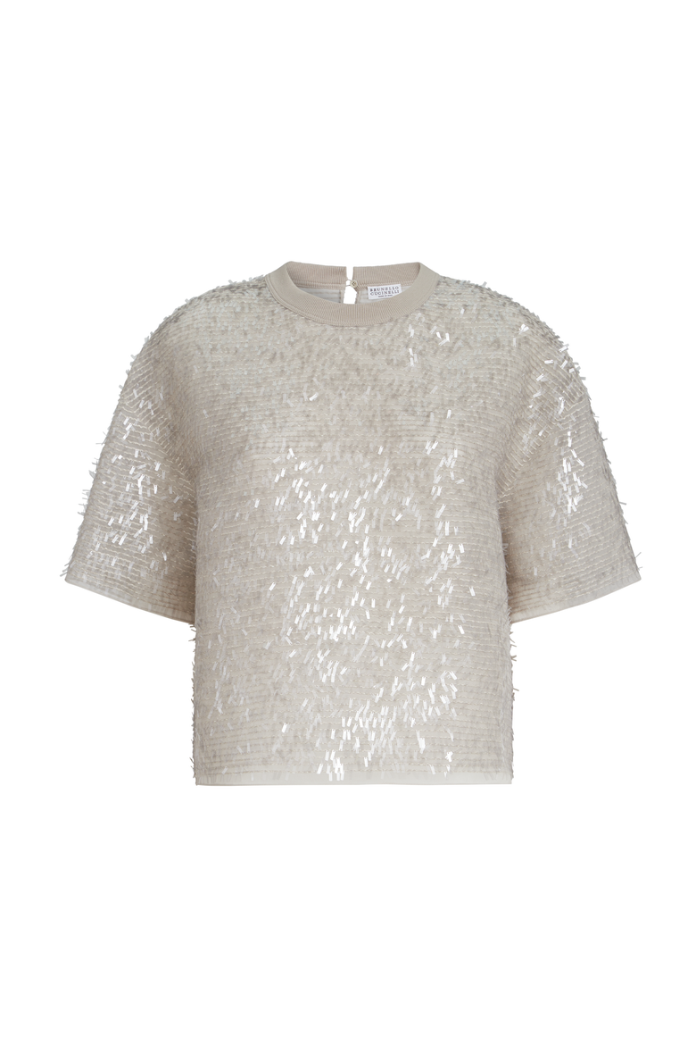 Dazzling embroidery T-shirt, Alternate, color, Silver
