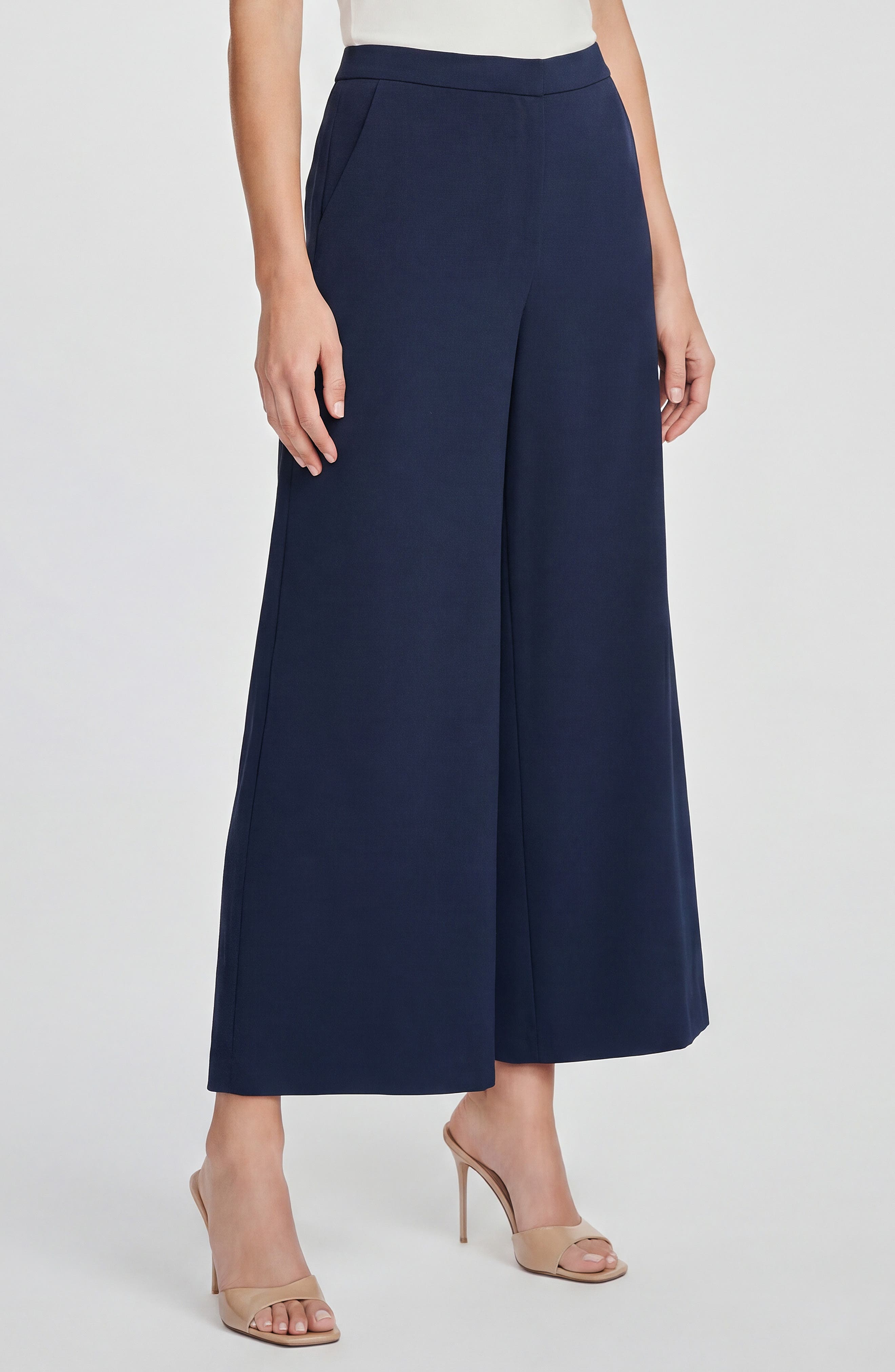 Elastic-Waisted Wide Leg Pants