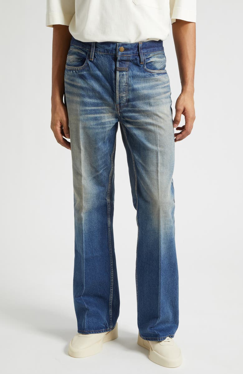 Fear of God 70s Relaxed Bootcut Jeans, Main, color, Mid Indigo