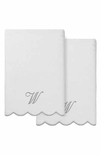 Adornia Scalloped 2-Piece Personalized Bath Towel Set