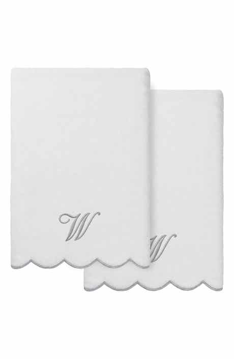 Adornia Scalloped 2-Piece Personalized Bath Towel Set