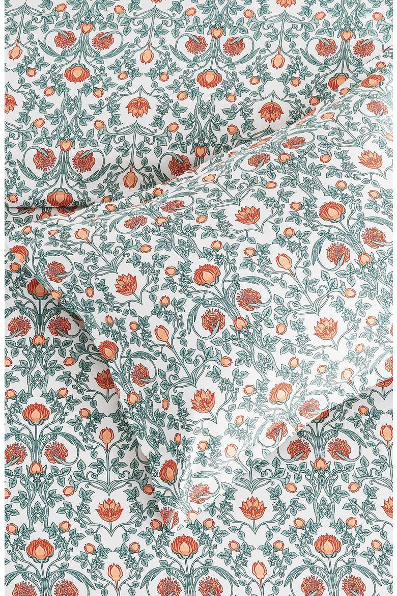 Floral Cotton Duvet & Sham Set, Alternate, color, ORANGE