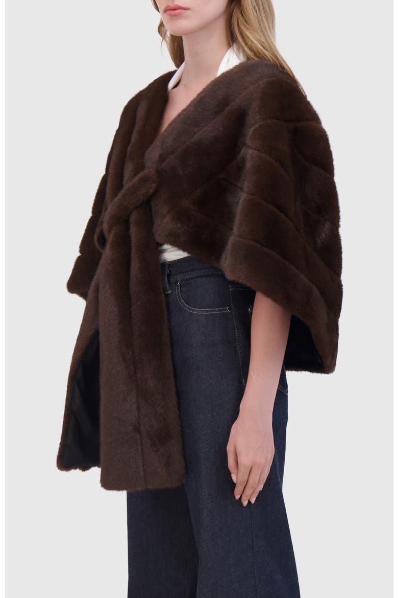 Fur-Free Mink (Faux Fur) Stole, Alternate, color, BROWN