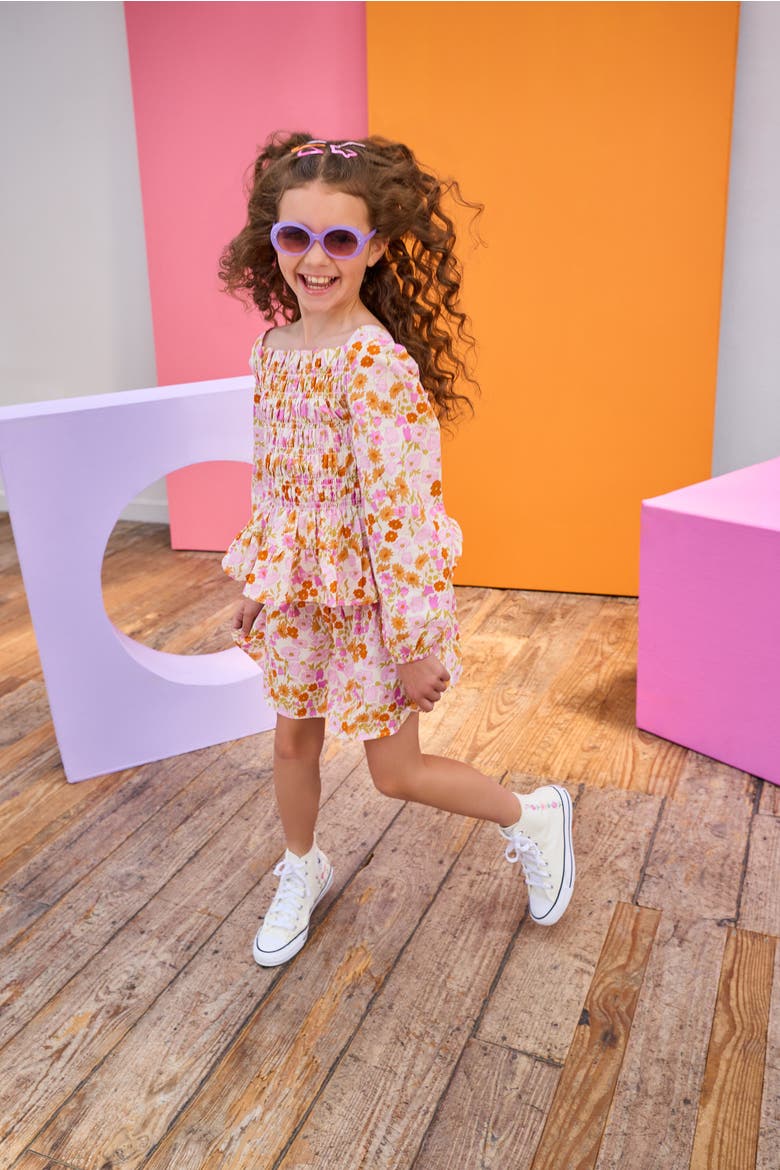 Kids' Shirred Circle Skirt, Alternate, color, Lisle Saffron Floral