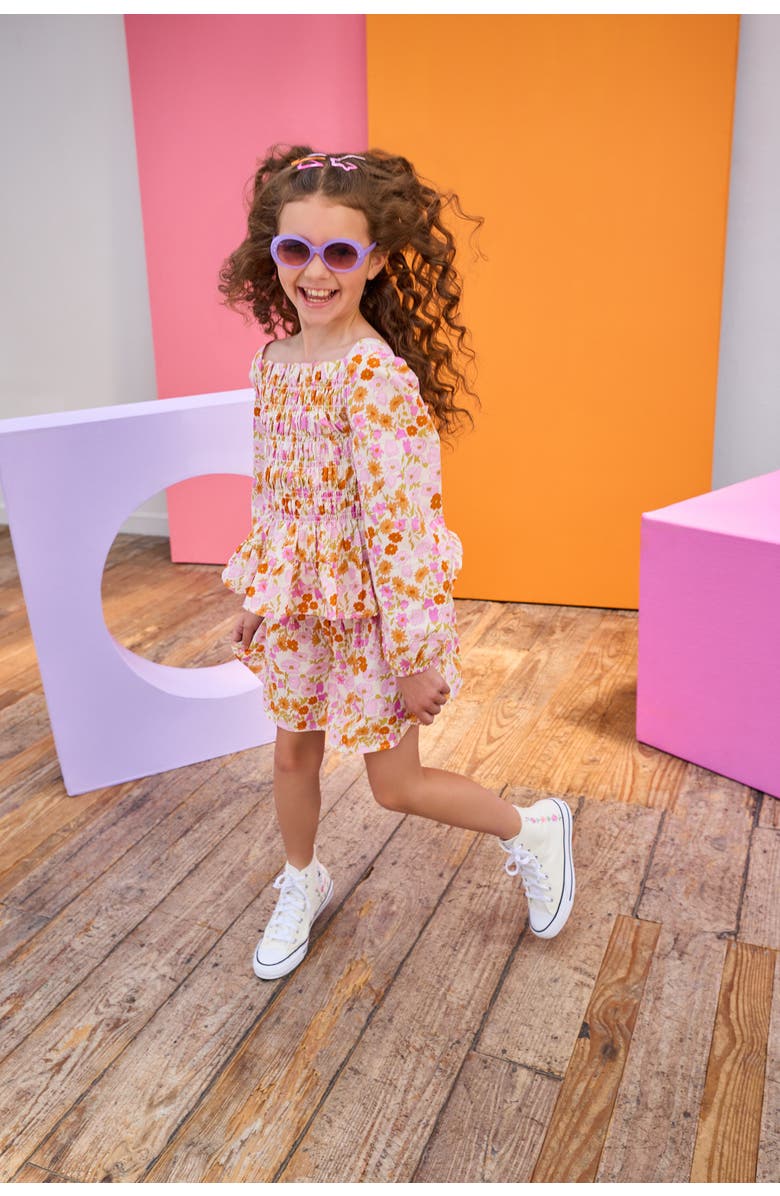 BISBY Kids' Shirred Circle Skirt, Alternate, color, Lisle Saffron Floral