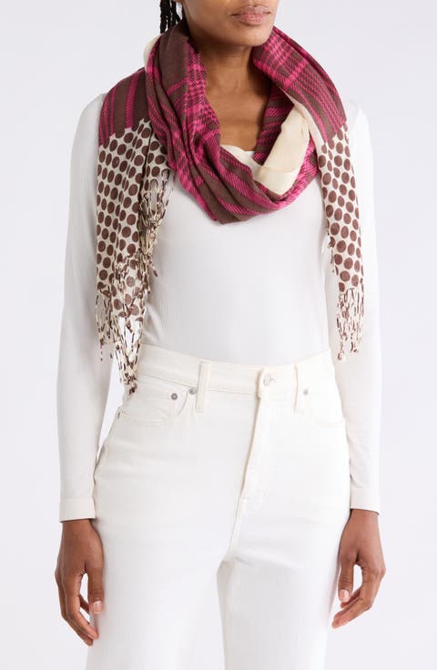 Plaid & Polka Dot Wool Shawl