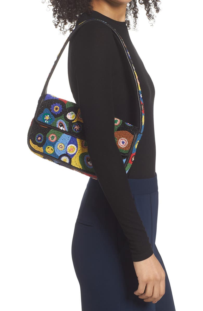 STAUD Tommy Beaded Shoulder Bag, Alternate, color, Black Millefiori