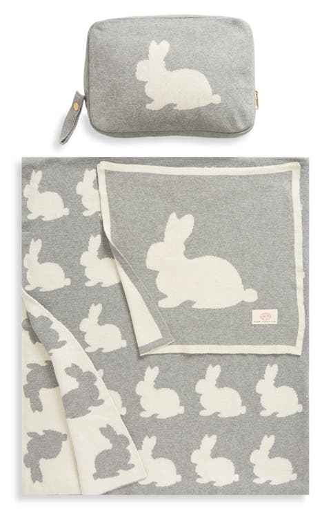 Bunny Organic Cotton Baby Blanket & Travel Pouch Set