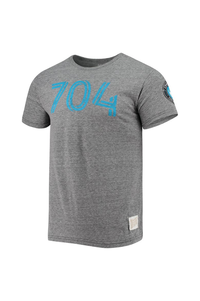 Men's Original Retro Brand Heathered Gray Charlotte FC Area Code Tri-Blend T-Shirt, Alternate, color, Heather Gray