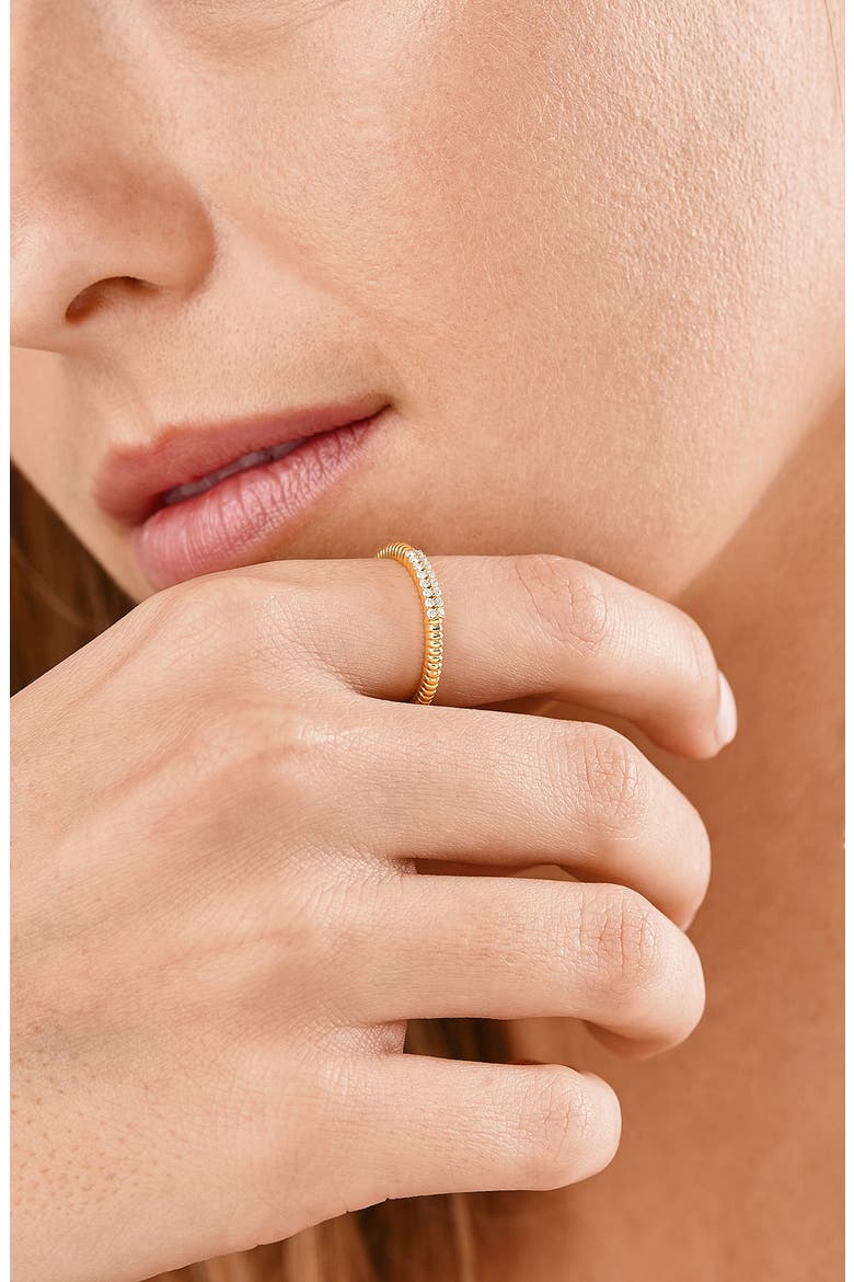 18K Gold Cleo Diamond Stackable Ring (Online Trunk Show), Alternate, color, 18K YELLOW GOLD