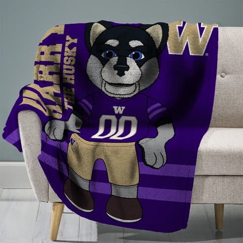 Washington Huskies Harry The Husky College Mascot 60" x 80" Raschel Throw