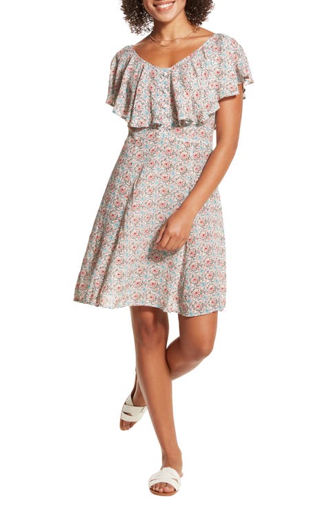 Flutter Sleeve Fit-and-Flare Dress