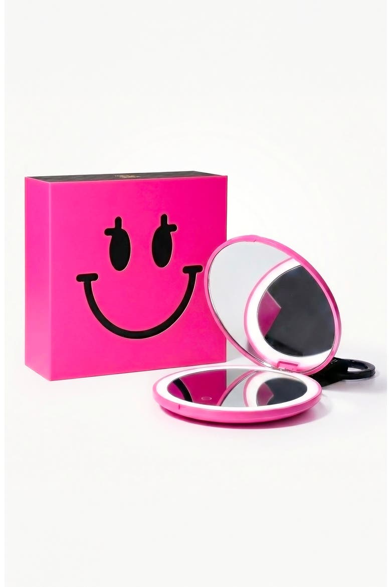 x S.W. Smiley Bag Charm Mirror, Alternate, color, Pink